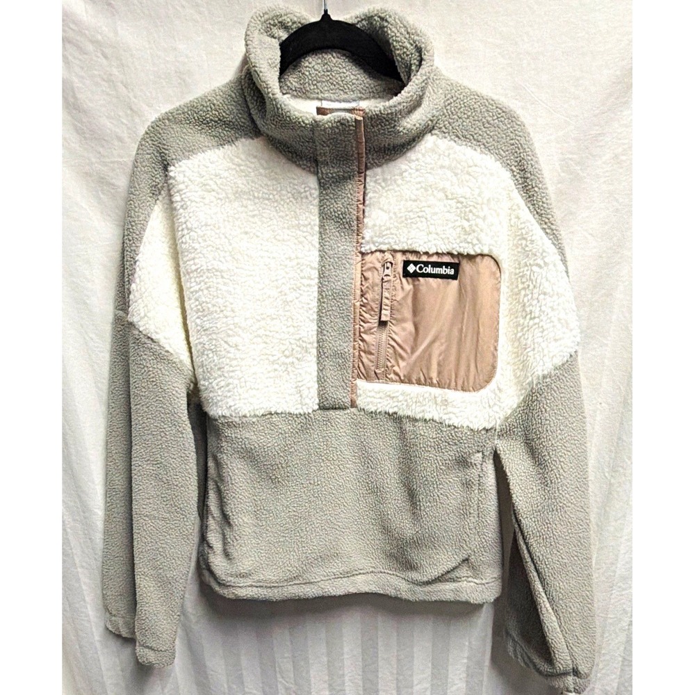 Columbia Lodge Sherpa Fleece Pullover in Dove, Sea Salt, and Crushed Clay XL
